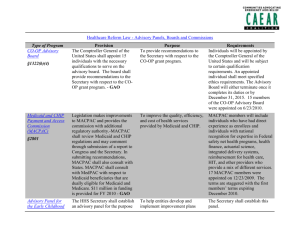 Healthcare Reform Law - Advisory Panels, Boards and Commissions