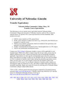 University of Nebraska-Lincoln Transfer Agreement