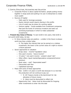 I. Capital Structure, Accounting and Valuation Corporate Finance is