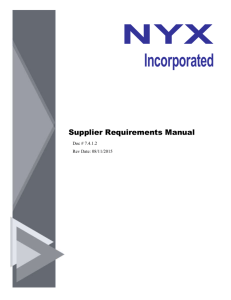 Supplier Requirements Manual