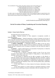 Law on the Prevention of Money Laundering and Terrorism Financing