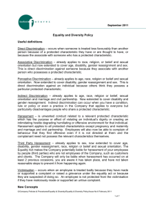September 2011 Equality and Diversity Policy Useful definitions