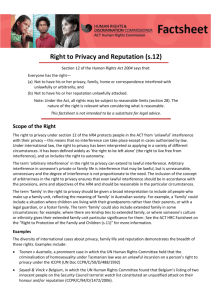 Right to Privacy - ACT Human Rights Commission