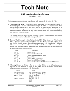 Tech Note MSP to Allen-Bradley Drivers Revision: 4.12 Following