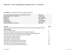Senior Management Objectives