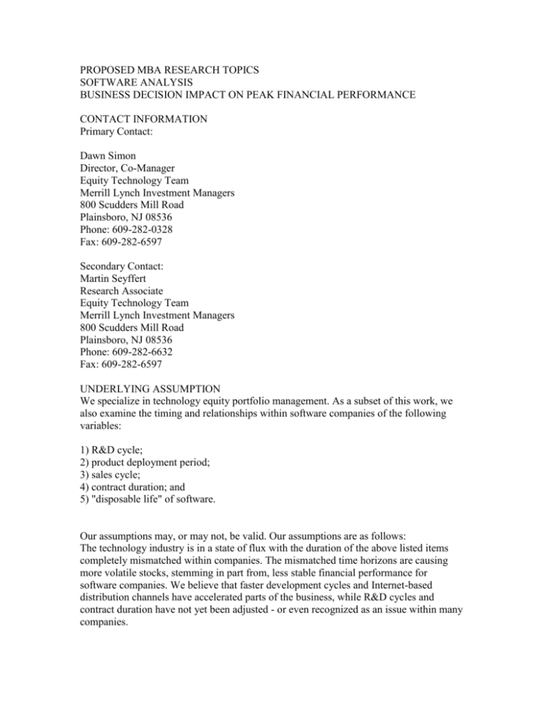 Proposed Mba Research Topics