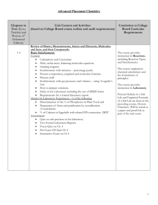 Curriculum Outline for Advanced Placement Chemistry