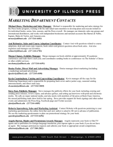 MARKETING DEPARTMENT CONTACTS