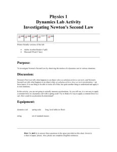 Dynamics - Newton's 2nd Law Activity