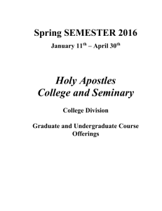 On Campus Information Packet - Holy Apostles College & Seminary