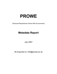 PROWE Metadata Report