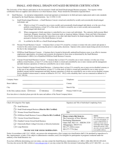Small and Small Disadvantaged Business Certification Form