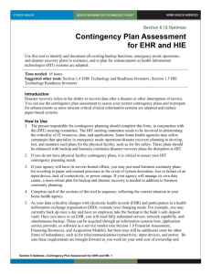 6 Contingency Plan Assessment for EHR and HIE