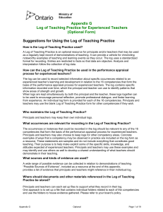 Log of Teaching Practice