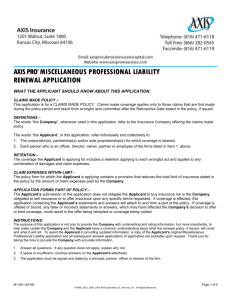 Miscellaneous Professional Liability Renewal Application