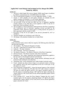 Aqaba Port vessel charges and terminal service charges list (2009)