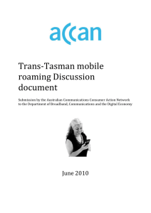 ACCAN Submission to Trans-Tasman mobile roaming DBCDE