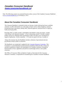 Canadian Consumer Handbook - Community and Government