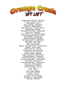 Orange Crush Song List