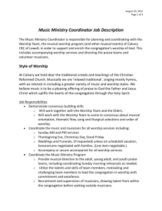 August 19, 2012 Page 1 of 4 Music Ministry Coordinator Job