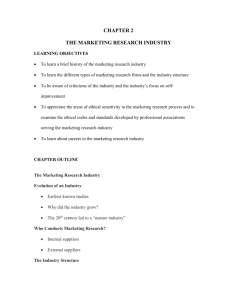 CHAPTER 2 THE MARKETING RESEARCH INDUSTRY LEARNING