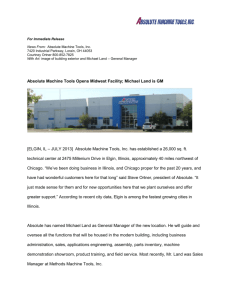 For Immediate Release News From: Absolute Machine Tools, Inc