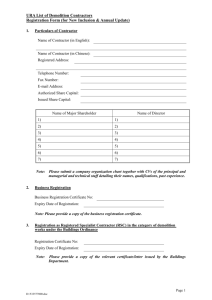 Demolition Contractors Registration Form