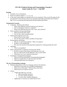 Review sheet for Test 1
