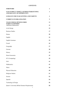 gcse subject choice options - Our Lady and St Patrick's College