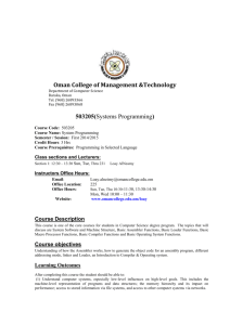 Course Description - Oman College of Management & Technology