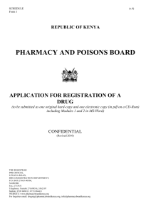 Application for registration of a drug