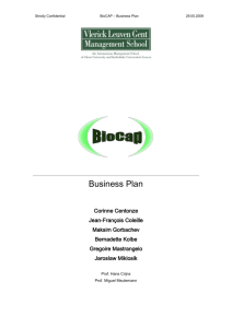 Biocap business plan - The Vlerick Business Creation Toolpack