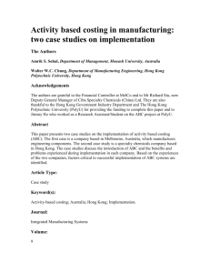 Activity based costing in manufacturing