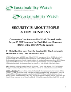 Sustainability Watch Preliminary Commentary on the Draft Outcome
