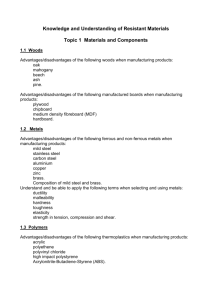 Knowledge and Understanding of Resistant Materials