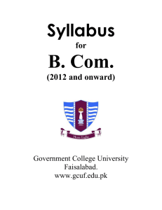 Syllabus for B. Com. (2012 and onward) Government College