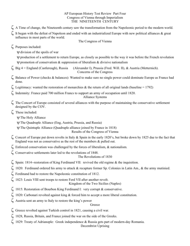 AP European History Test Review Part Four