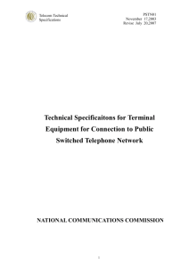 PSTN01 Technical Specificaitons for Terminal Equipment for