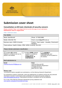 Submission cover sheet - Australian National Security