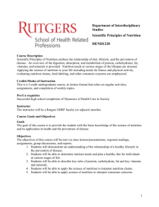 RU Syllabus Scienfitic Principles of Nutrition