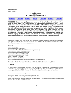 June 2, 2014 – Council Meeting Minutes