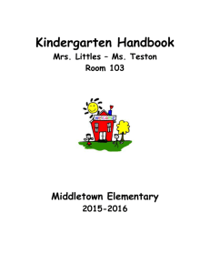 Kindergarten Handbook - Middletown Elementary School