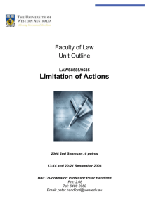 limitation of actions - The University of Western Australia