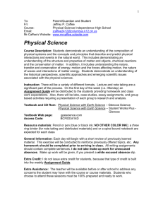Syllabus 2012 2013 Physical Science