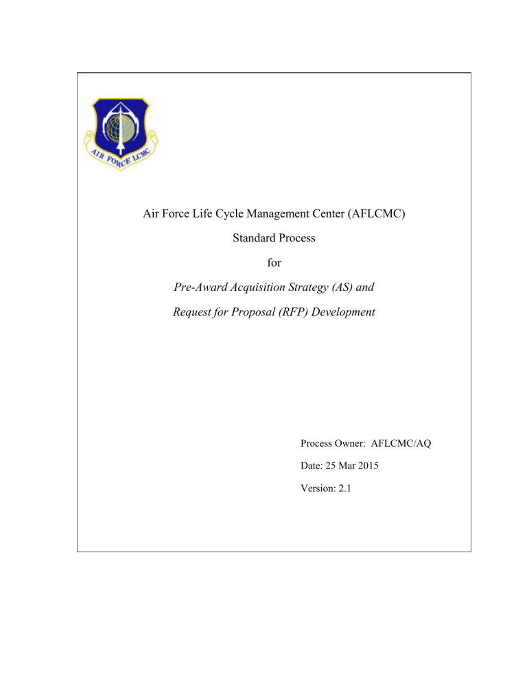 Acquisition Strategy Request For Proposal AS RFP 