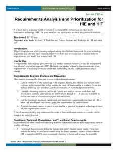 Requirements Analysis and Prioritization for HIE and