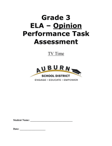 Grade 3 Opinion Performance Task Student Assessment 2013-2014
