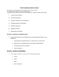 Ph.D (Computing) Sample Test Paper The Entrance Test will