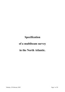 Specification of a multibeam survey in the North Atlantic