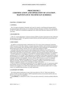 AC 147-3 - CERTIFICATION AND OPERATION OF AVIATION